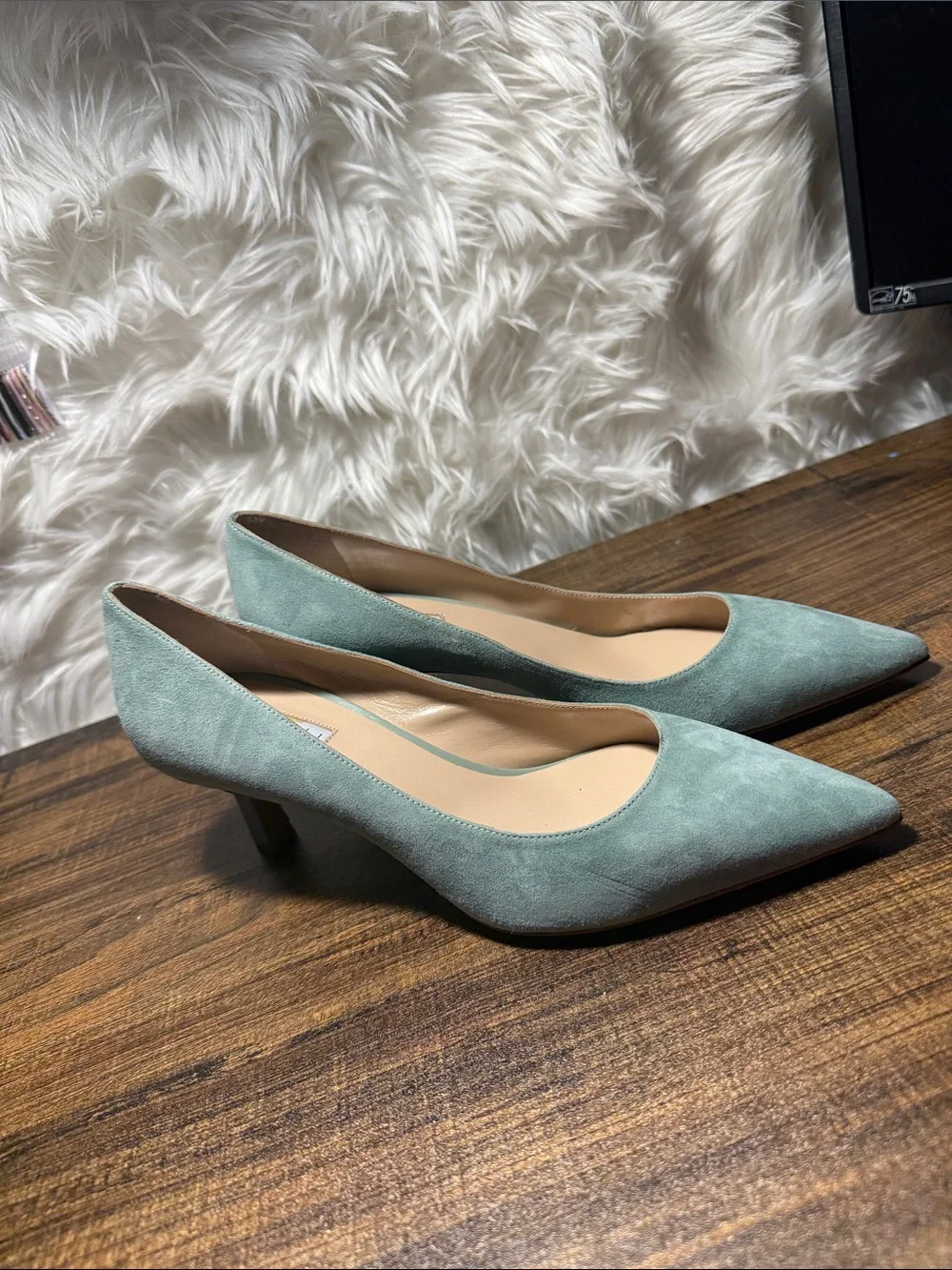 Fratelli Rossetti Seafoam Suede Pointed-Toe Pumps